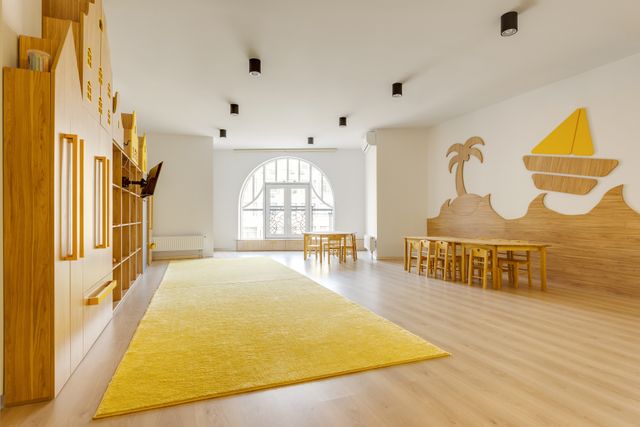 Kindergarten learning room with custom timber joinery and open activity space